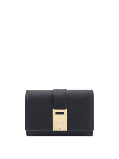 Hug Compact Two Tone Half Wallet Black - SALVATORE FERRAGAMO - BALAAN 1