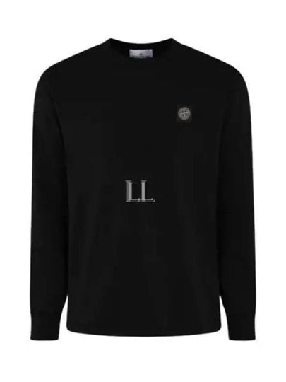 Logo Patch Cotton Jersey Long Sleeve T-Shirt Navy - STONE ISLAND - BALAAN 2