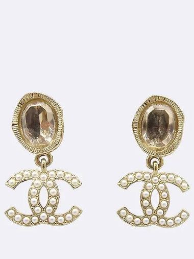 AB7411 Crystal decorated COCO logo women s earrings - CHANEL - BALAAN 1