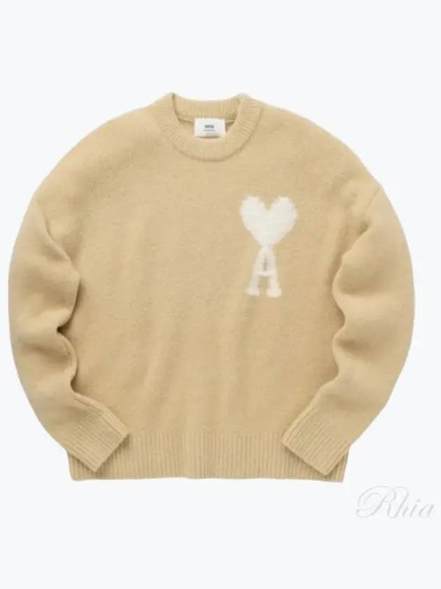 UKS025 KN0032 Big Heart Alpaca Knitwear Knit - AMI - BALAAN 1