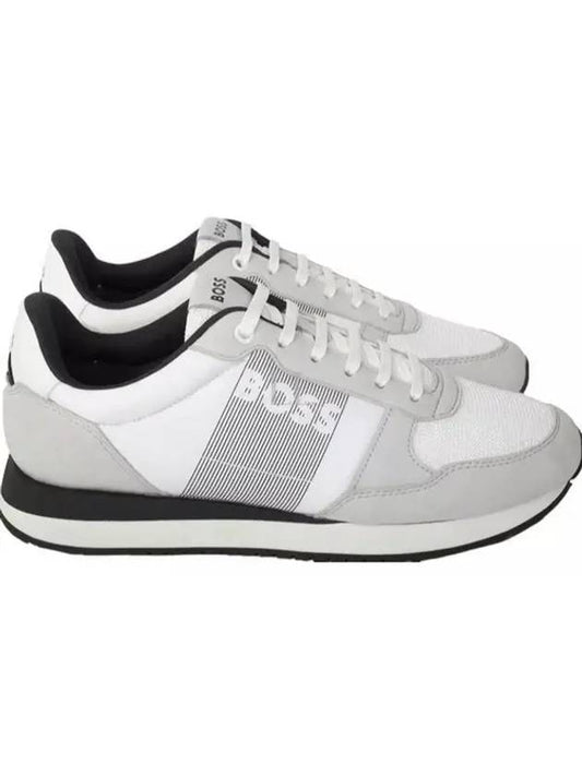 Logo Print Panel Low Top Sneakers White Grey - HUGO BOSS - BALAAN 2