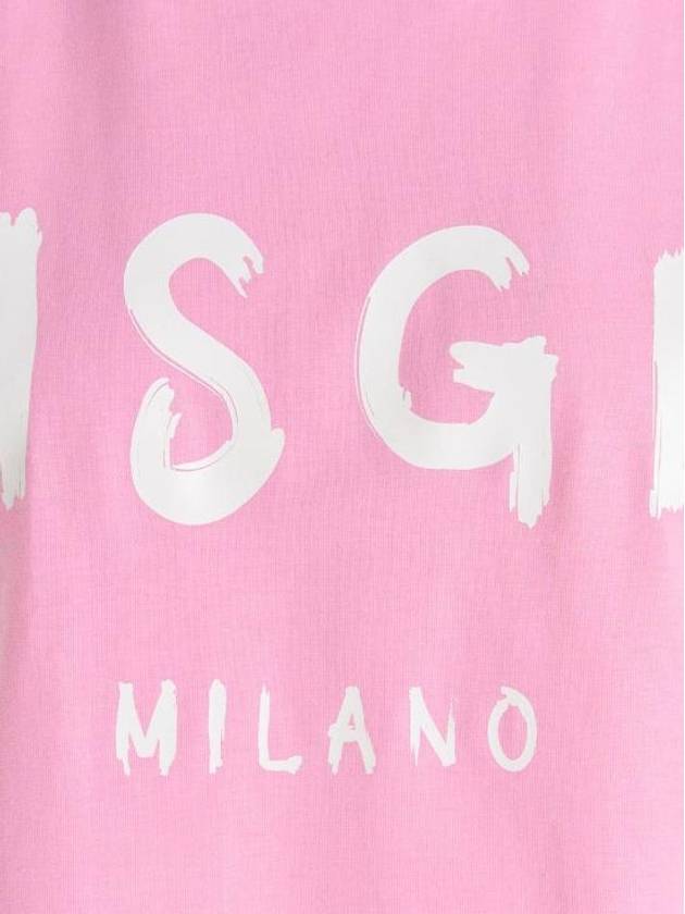 Brushed Logo Short Sleeve T-Shirt Pink - MSGM - BALAAN 5