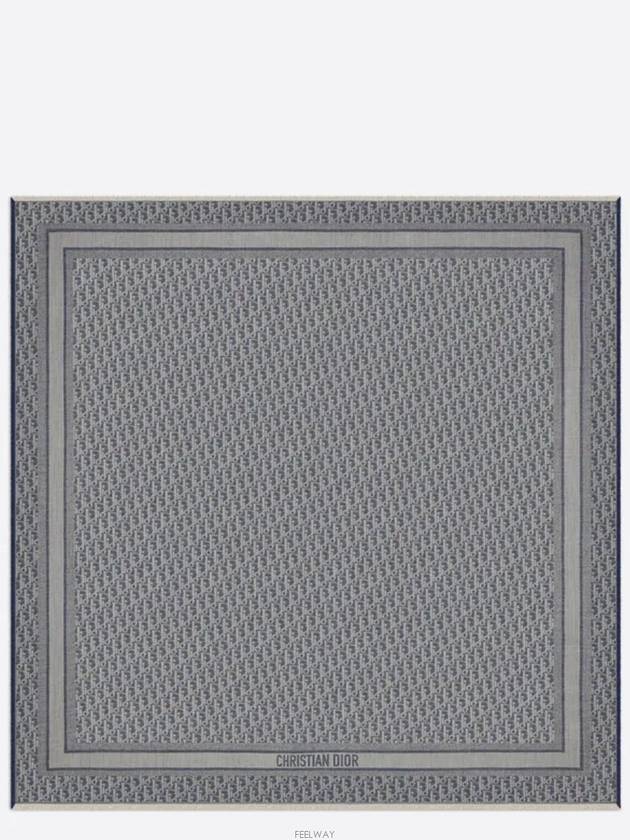 Oblique DENIM Shawl Blue Wool Silk Cashmere - DIOR - BALAAN 4