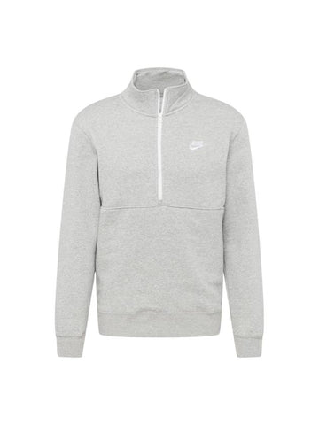 Sportswear Club Brushed Half Zip Up Sweatshirt Grey - NIKE - BALAAN 1