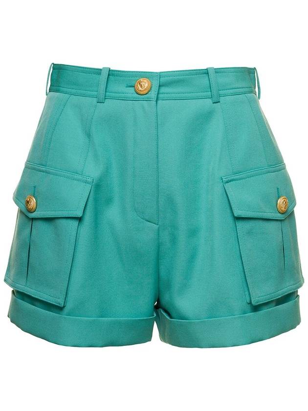 high waist flap pocket cargo shorts green - BALMAIN - BALAAN 2