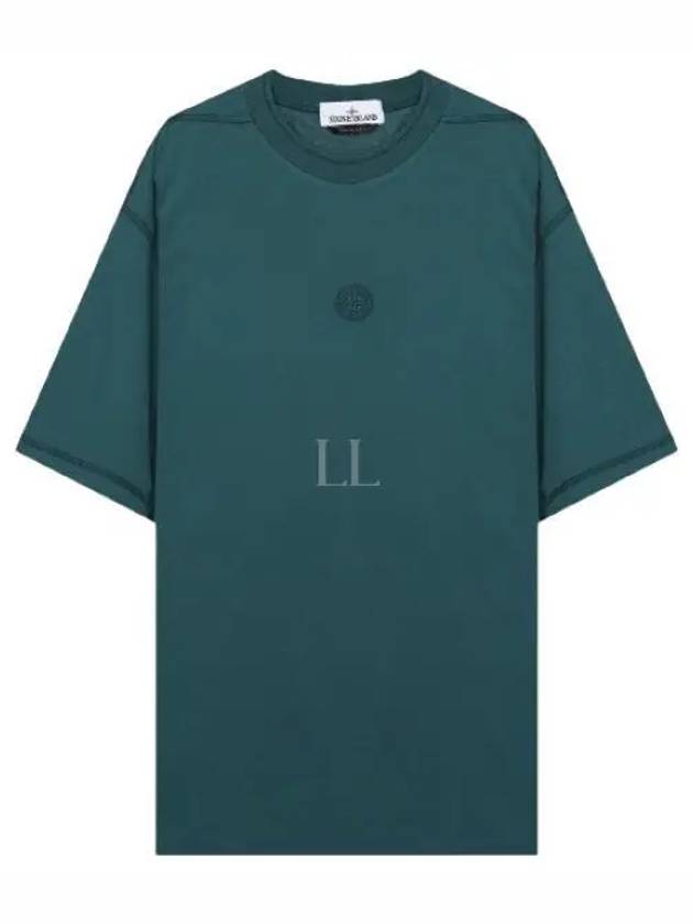 Fissato Effect Compass Embroidery Logo Short Sleeve T-shirt Bottle Green - STONE ISLAND - BALAAN 2