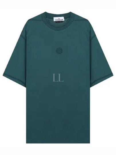 Fissato Effect Compass Embroidery Logo Short Sleeve T-shirt Bottle Green - STONE ISLAND - BALAAN 2