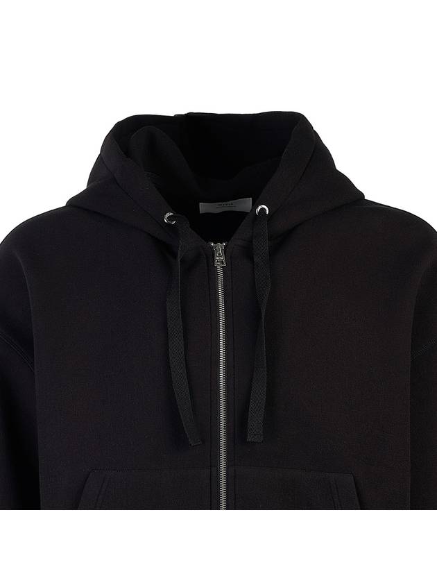 Wool Viscose Zip-Up Hoodie Black - AMI - BALAAN 5