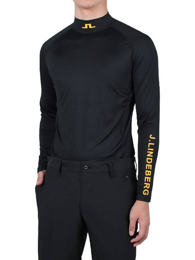 Men's Aello Print Soft Compression Golf Long Sleeve T-Shirt Black - J.LINDEBERG - BALAAN 3