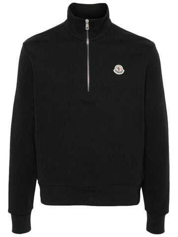 Men's Logo Patch Half-Zip Up Sweatshirt Black 8G00022899V4998 - MONCLER - BALAAN 1