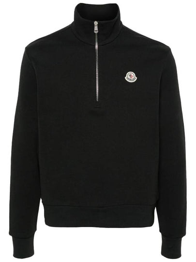 Logo Patch Half Zip Up Sweatshirt Black - MONCLER - BALAAN 2