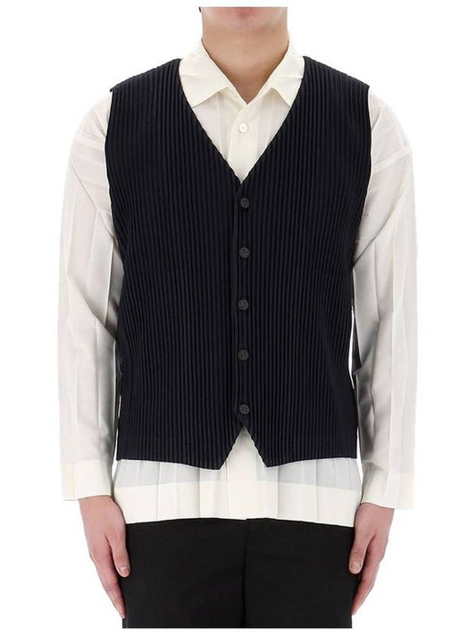 Tailored Pleated Vest Navy - ISSEY MIYAKE - BALAAN 2