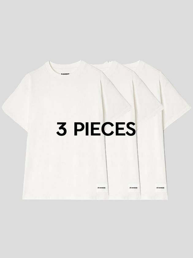 Logo Patch Cotton Short Sleeve T-Shirt 3 Pack White - JIL SANDER - BALAAN 2