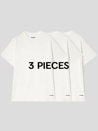 Logo Patch Cotton Short Sleeve T-Shirt 3 Pack White - JIL SANDER - BALAAN 2