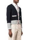 Three Stripe V Neck Cotton Cardigan Navy - THOM BROWNE - BALAAN 4