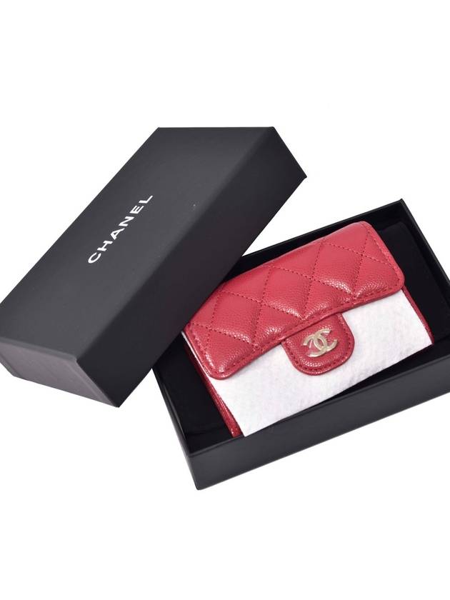 Unused Classic snap zipper card wallet red AP4096 - CHANEL - BALAAN 9