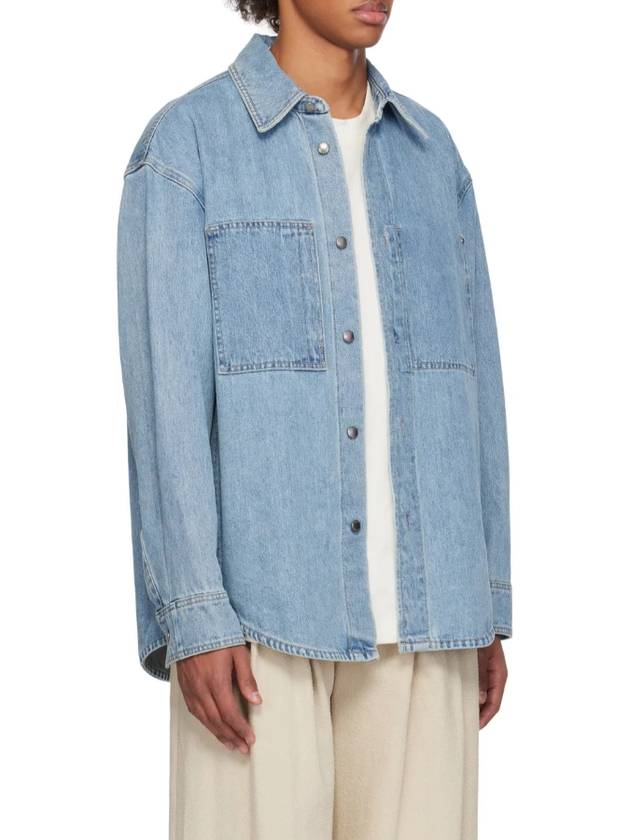 Men's Swaying Flower Denim Long Sleeve Shirt Blue - WOOYOUNGMI - BALAAN 4