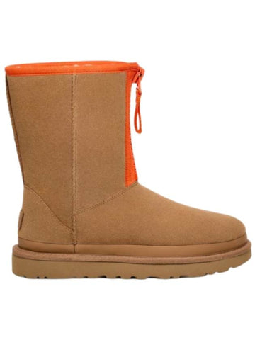 Classic Short Zipper Tape Logo Winter Boots Chestnut - UGG - BALAAN 1