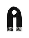 Embroidered Logo Cashmere Muffler Black - SAINT LAURENT - BALAAN 2