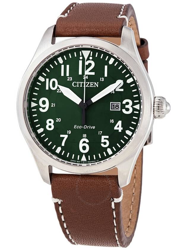 Citizen Chandler Eco-Drive Green Dial Dark Brown Leather Men's Watch BM6838-09X - CITIZEN - BALAAN 1