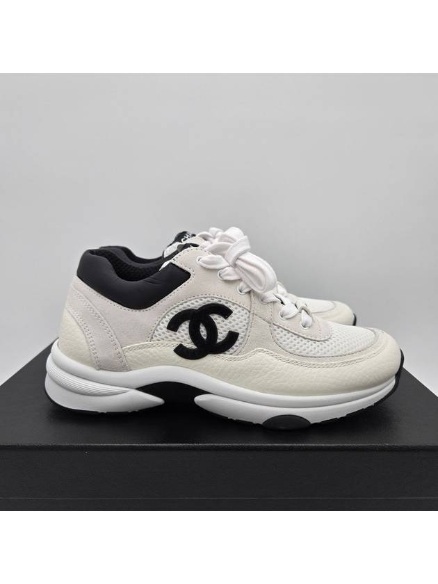 CC Logo Suede Tennis Low Top Sneakers Black - CHANEL - BALAAN 7