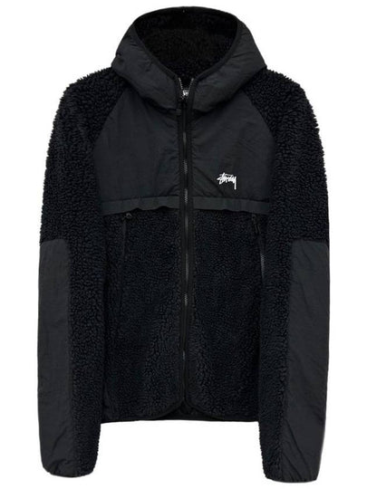 Sherpa Panel Hooded Jacket Black - STUSSY - BALAAN 2