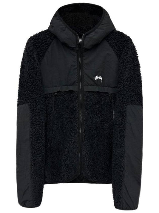 24SS Logo Sherpa Paneled Hooded Jacket 118530 - STUSSY - BALAAN 1