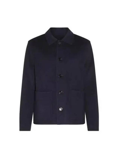 Pocket Patch Wool Blend Jacket Navy - AMI - BALAAN 2