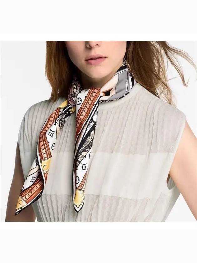 LV Library Square 70 Scarf White - LOUIS VUITTON - BALAAN 3