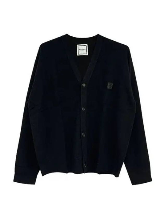 WYM Patch Pullover V-Neck Cardigan Black - WOOYOUNGMI - BALAAN 2