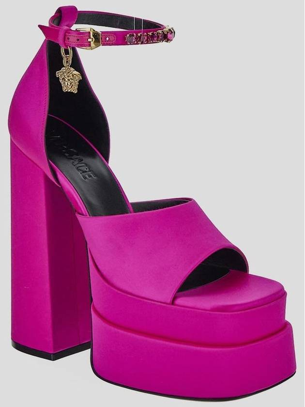 Aevitas Medusa Charm Satin Platform Sandals Fuchsia - VERSACE - BALAAN 4