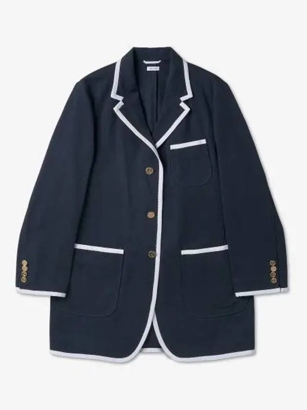 Cotton Gabardine Tipping Oversized Sack Sport Blazer Jacket Navy - THOM BROWNE - BALAAN 2