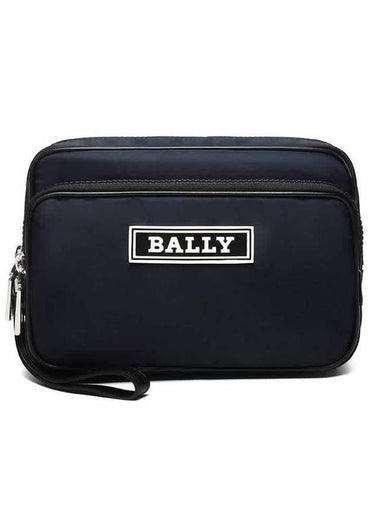 Logo Entone Nylon Clutch Bag Navy - BALLY - BALAAN 1