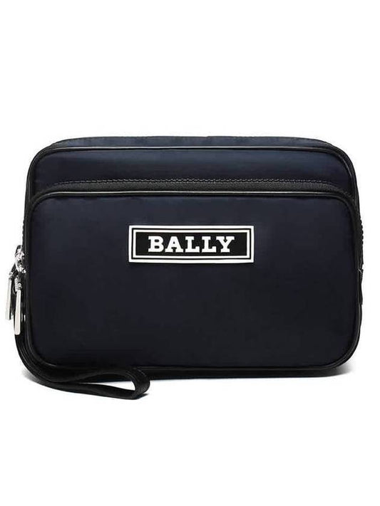 logo entone nylon clutch bag navy - BALLY - BALAAN.