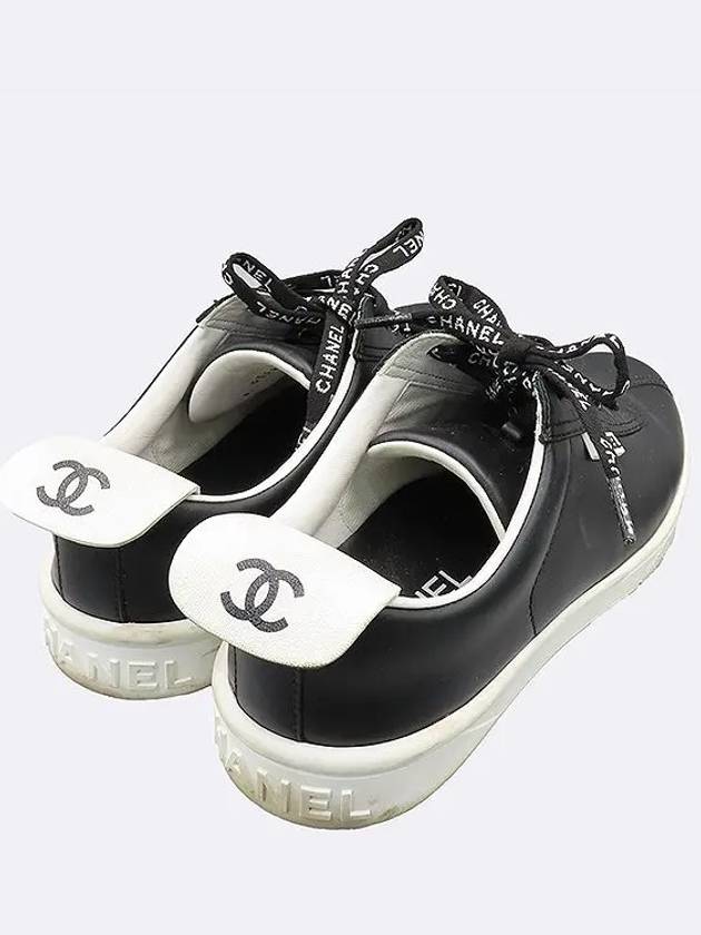 G34085 Cruise Collection Black Color Leather Women s Canvas Sneakers Size 35 - CHANEL - BALAAN 6