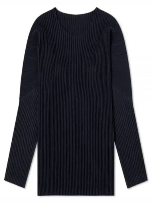 Pleated Long Sleeve T-Shirt Navy - ISSEY MIYAKE - BALAAN 2