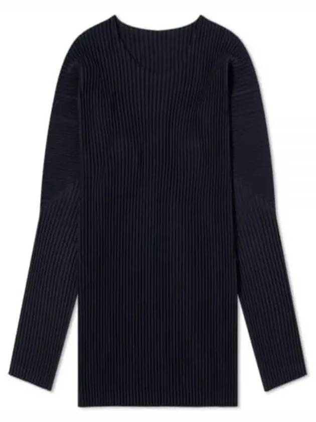 Pleated Long Sleeve T-Shirt Navy - ISSEY MIYAKE - BALAAN 2