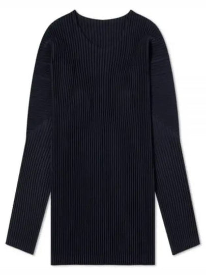 Pleated Long Sleeve T-Shirt Navy - ISSEY MIYAKE - BALAAN 2