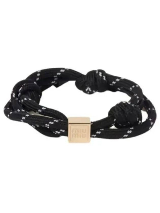 Logo Cord Nylon Bracelet Black - MIU MIU - BALAAN 2