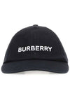 Embroidered Logo Cotton Gabardine Ball Cap Navy - BURBERRY - BALAAN 1