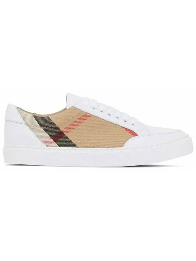 House Check Leather Sneakers Optic White - BURBERRY - BALAAN 3