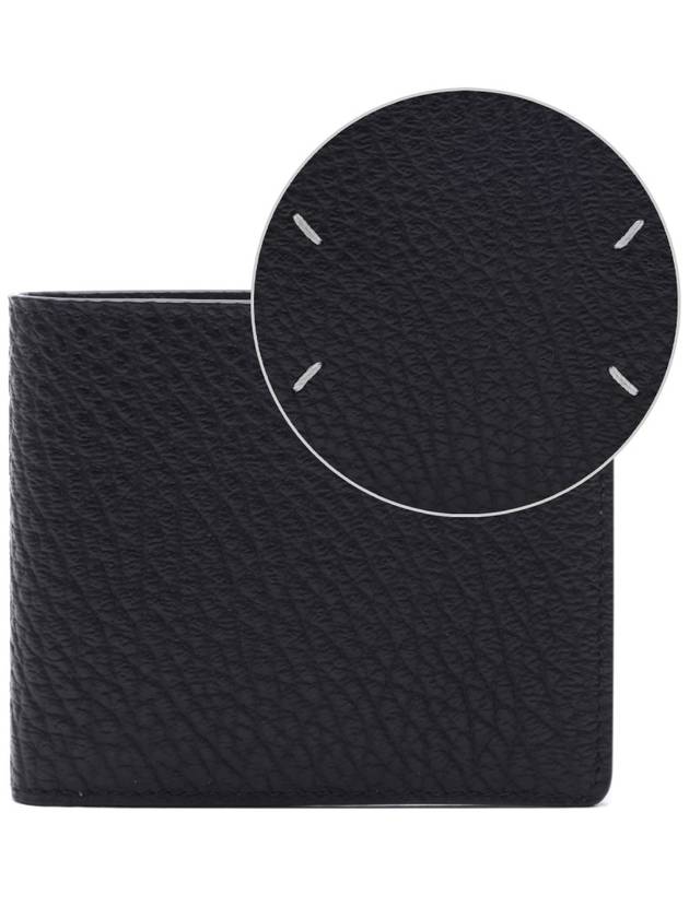 Stitched Leather Bifold Half Wallet Black - MAISON MARGIELA - BALAAN 3