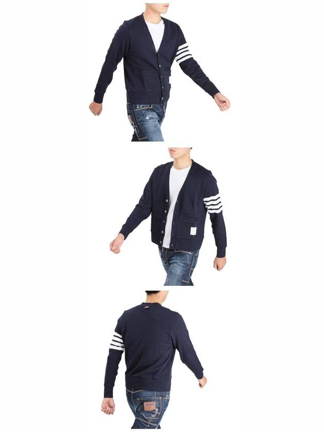 Classic V-Neck 4 Bar Stripe Cardigan Navy - THOM BROWNE - BALAAN 6