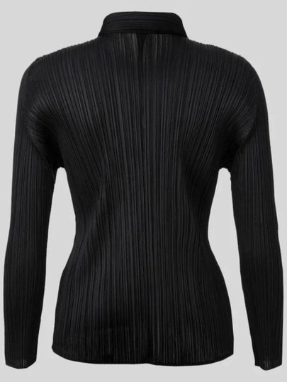 Pleated Please Basic Long Sleeve Shirt Black JJ105 Basics - ISSEY MIYAKE - BALAAN 2