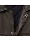 Padded Leather Shirt Jacket Brown - NOIRER - BALAAN 6