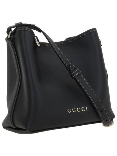 GG Emblem Leather Mini Bucket Bag Black - GUCCI - BALAAN 2