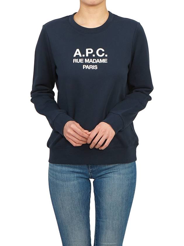 Women's Tina Logo Sweat Sweatshirt Navy - A.P.C. - BALAAN 7