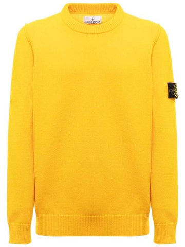 Wappen Patch Crew Neck Wool Knit Top Yellow - STONE ISLAND - BALAAN 1