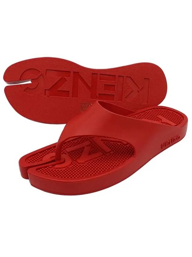 logo print rubber flip flops red - KENZO - BALAAN.
