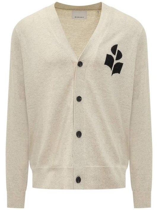 Men's Logo Intarsia Cardigan Beige - ISABEL MARANT - BALAAN 2